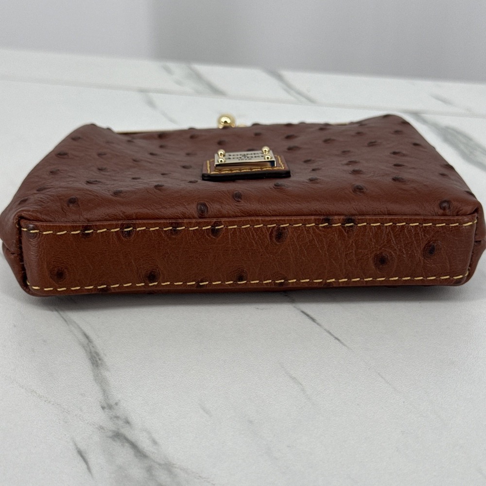 NEW Dooney & Bourke Ostrich Embossed Large Frame Coin Purse Brown DesignerLuxury - Picture 5 of 8